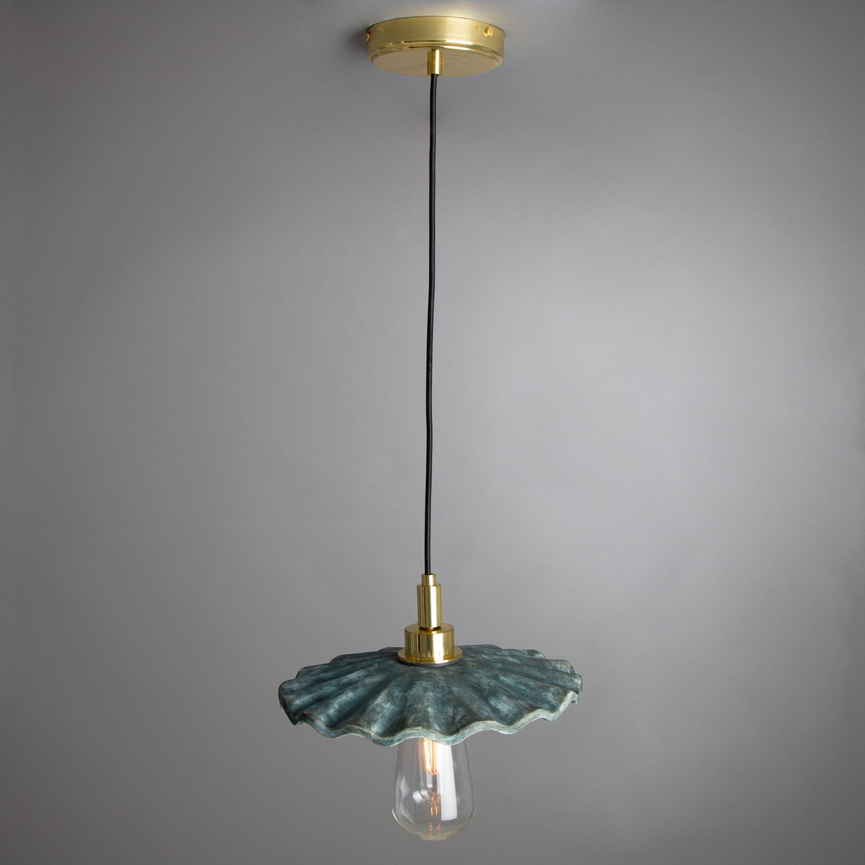 Kirhii Pendant - Blue Earth Elegance in Antique Brass