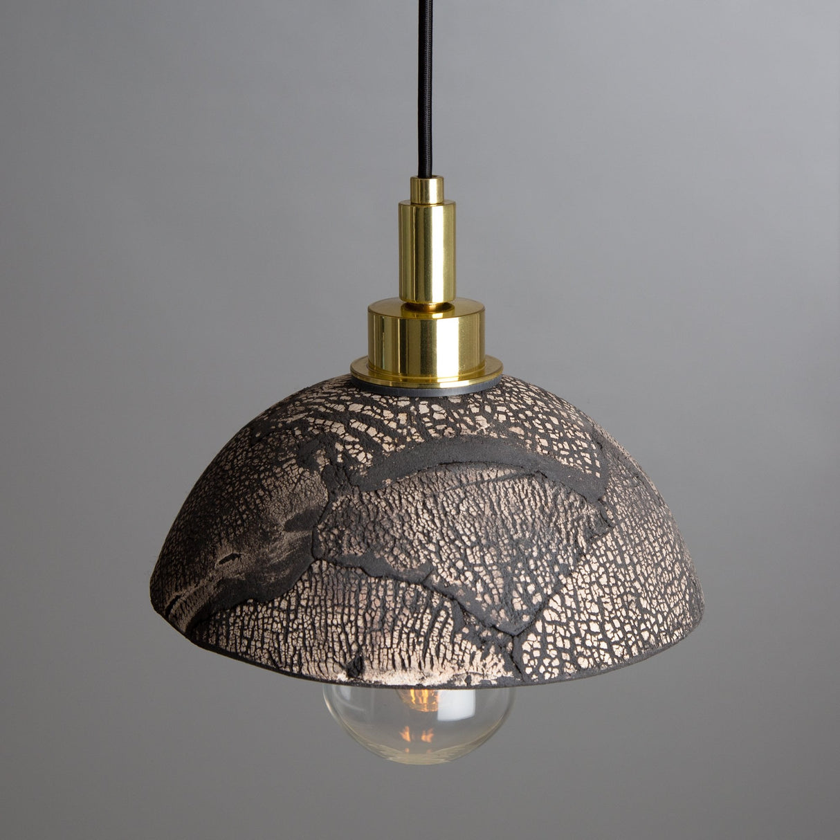 Kingii Pendant Light - Black Clay and Antique Brass Elegance
