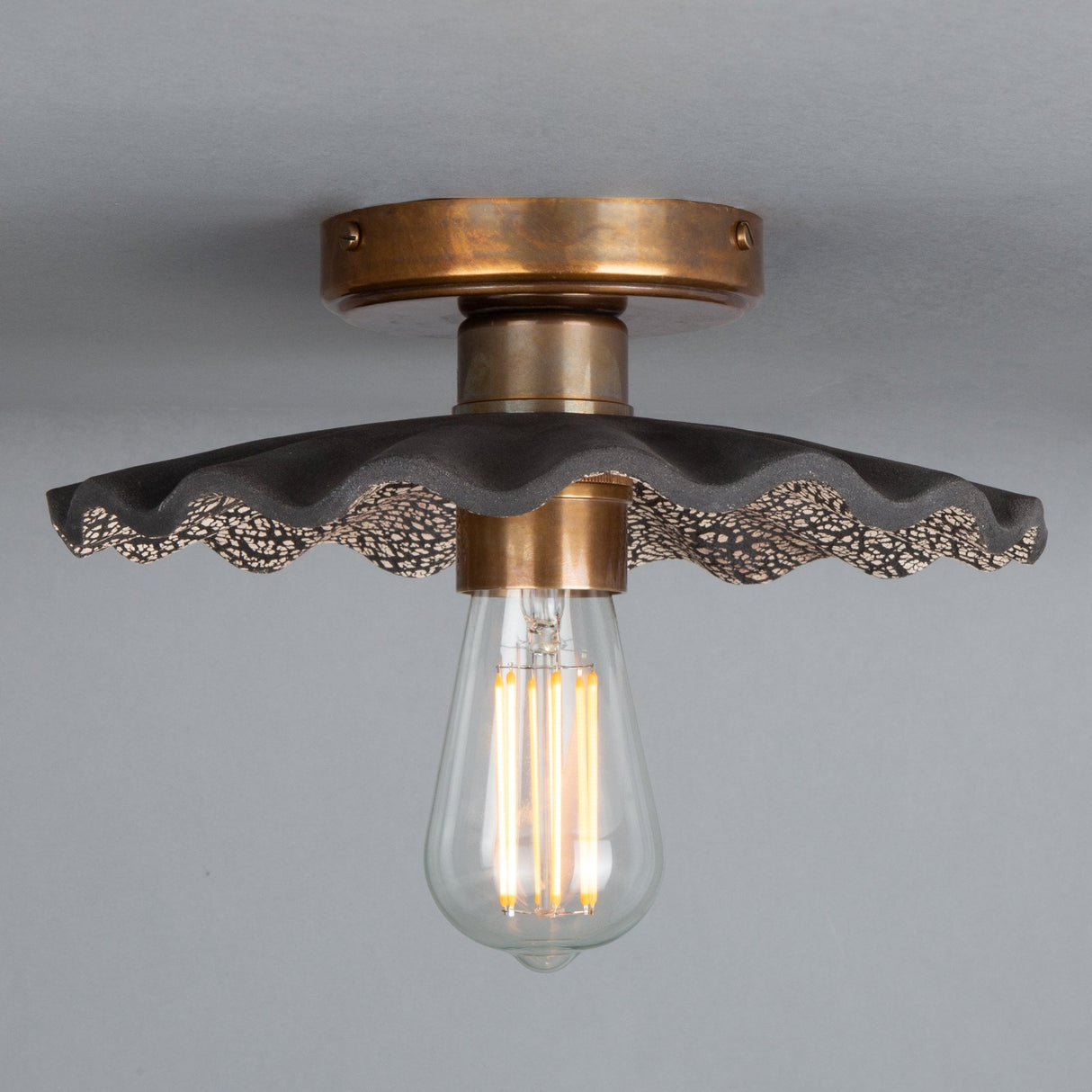 Black Clay & Antique Brass Kapok Tree-Inspired Ceiling Light