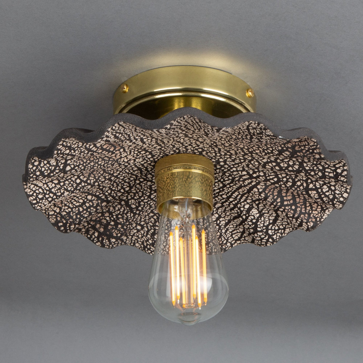Black Clay & Antique Brass Kapok Tree-Inspired Ceiling Light
