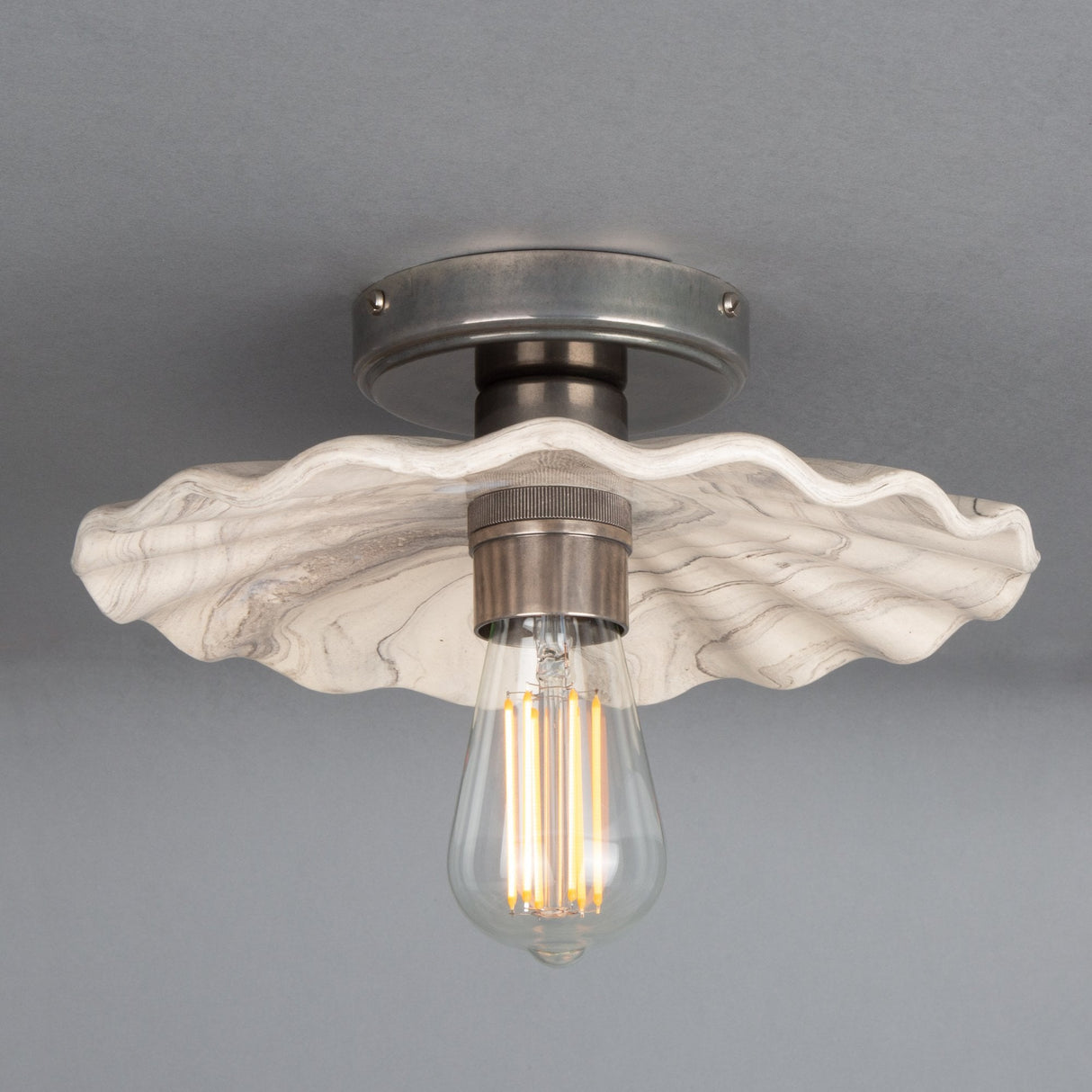 Marbled Kapok Ceramic Pendant Light in Antique Brass Finish