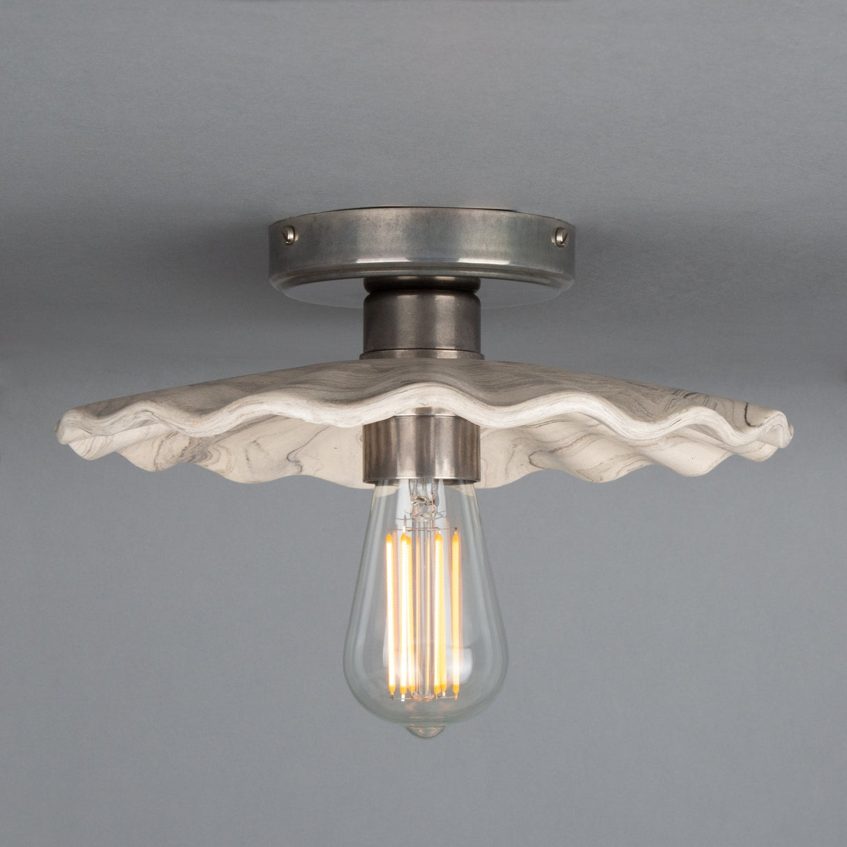 Marbled Kapok Ceramic Pendant Light in Antique Brass Finish