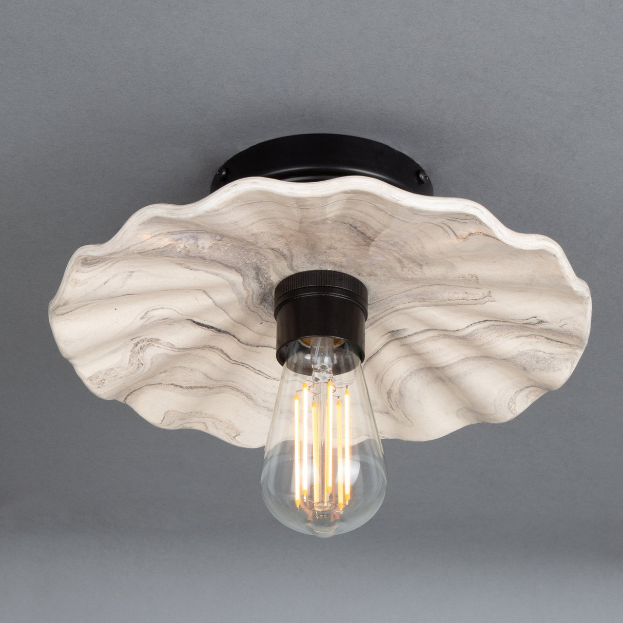 Marbled Kapok Ceramic Pendant Light in Antique Brass Finish