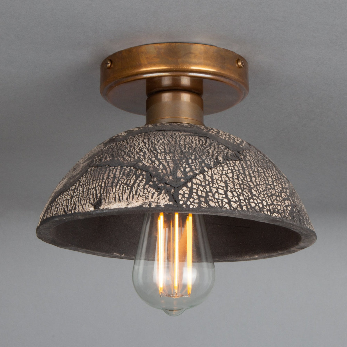 Kauri Ceiling Light - Black Clay and Antique Brass Elegance