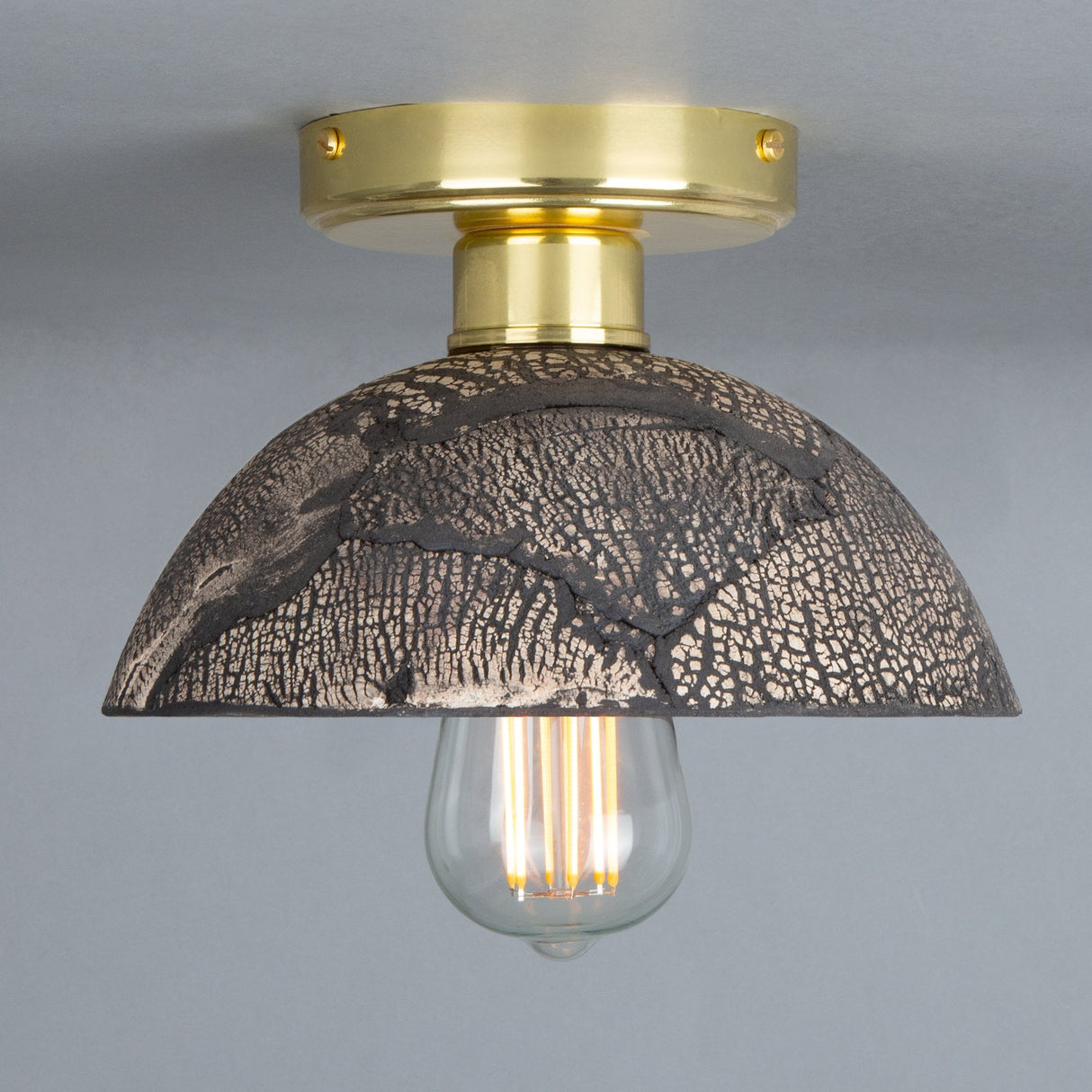 Kauri Ceiling Light - Black Clay and Antique Brass Elegance