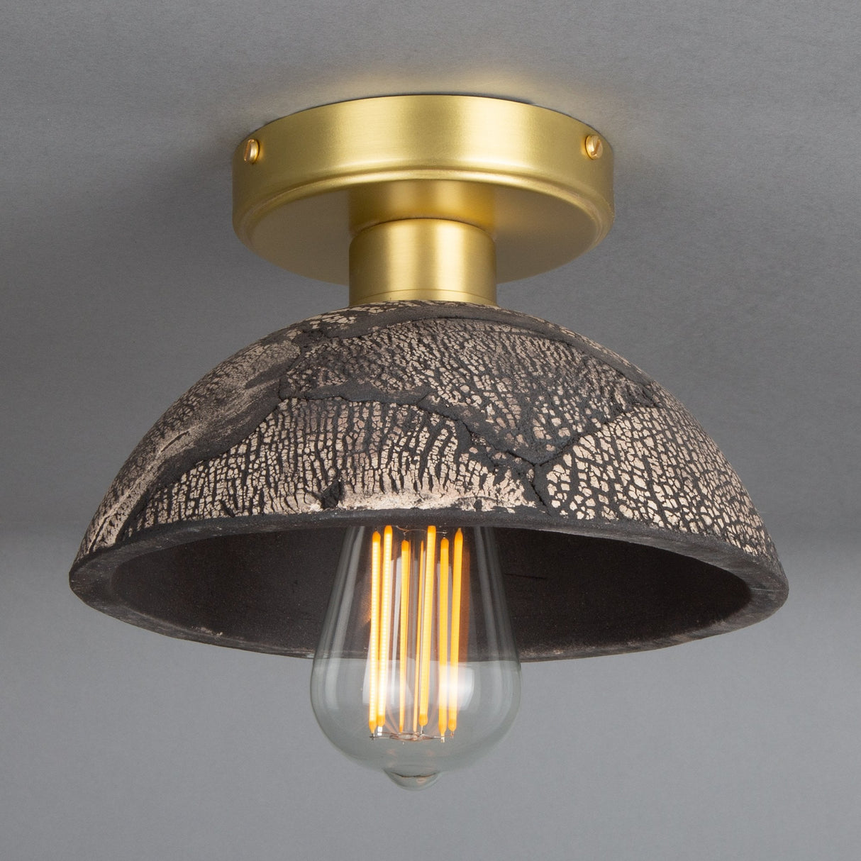 Kauri Ceiling Light - Black Clay and Antique Brass Elegance