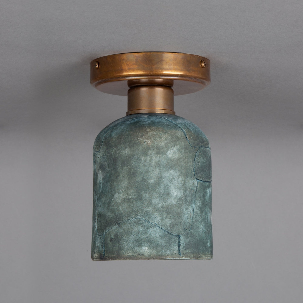 Osier Ceramic Ceiling Light - Blue Earth and Antique Brass Finish