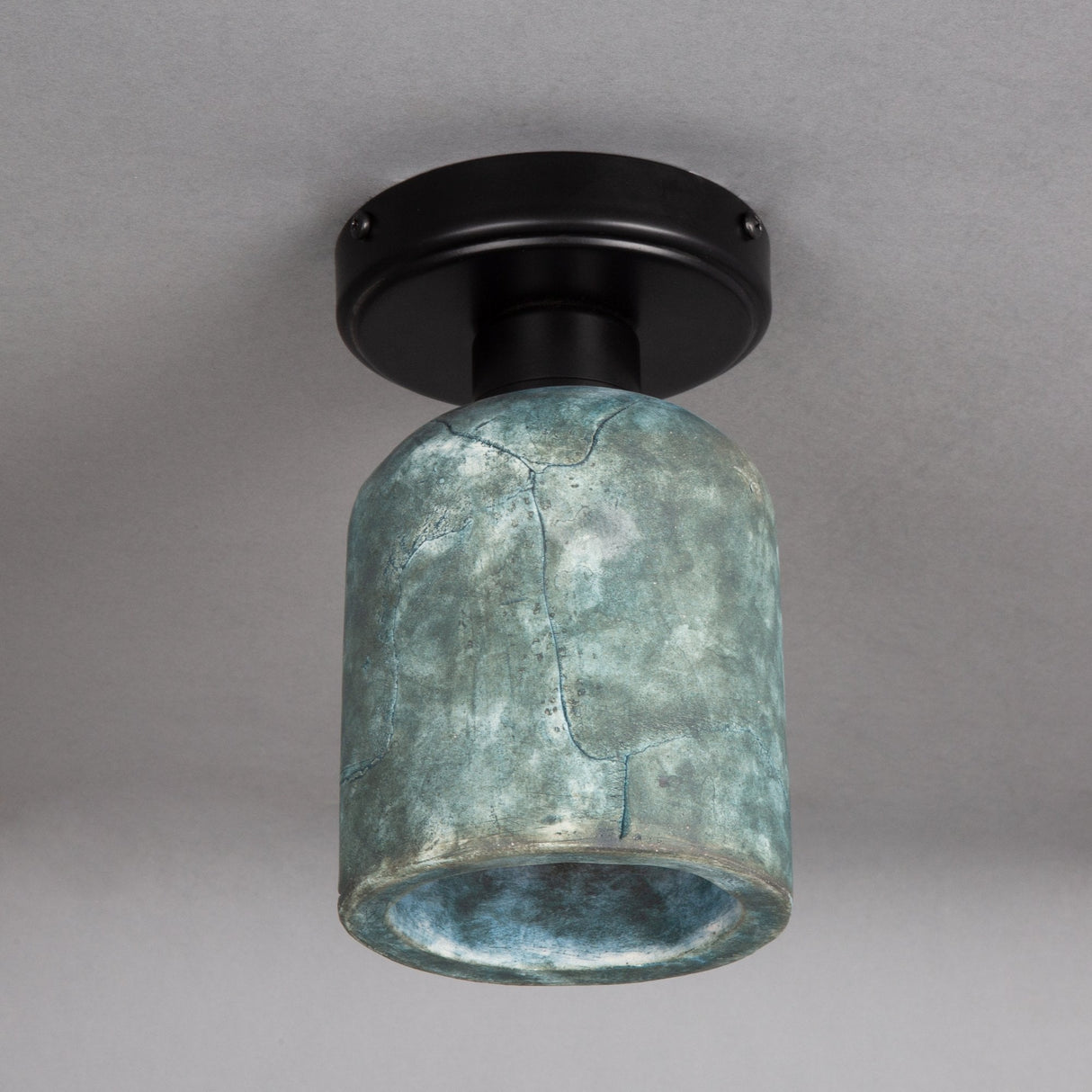 Osier Ceramic Ceiling Light - Blue Earth and Antique Brass Finish
