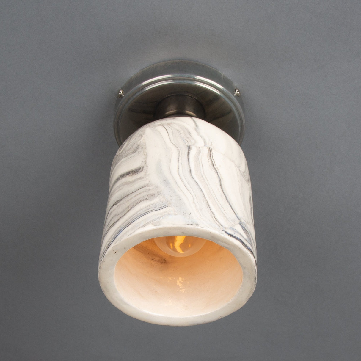 Elegant Osier Marbled Ceramic Ceiling Light in Antique Brass Finish