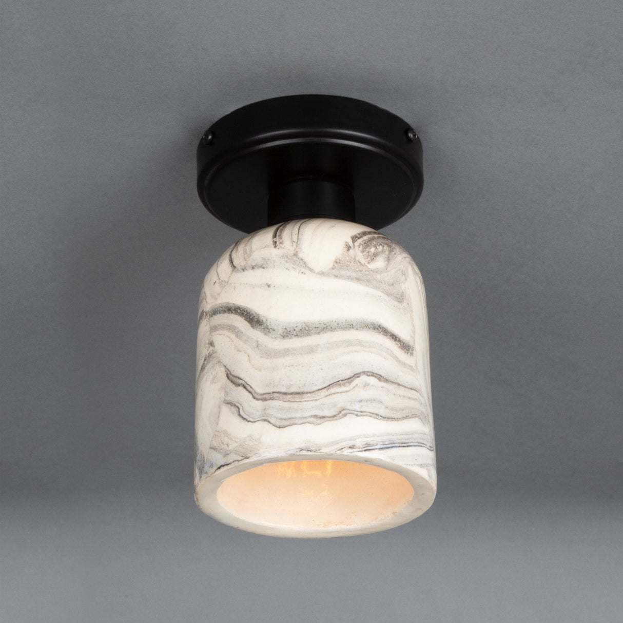 Elegant Osier Marbled Ceramic Ceiling Light in Antique Brass Finish