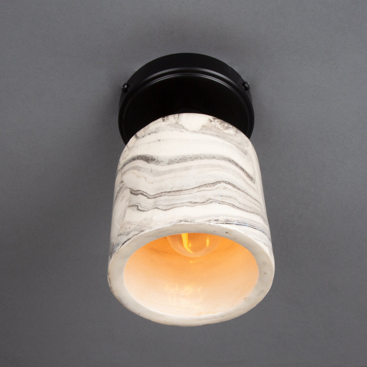 Elegant Osier Marbled Ceramic Ceiling Light in Antique Brass Finish
