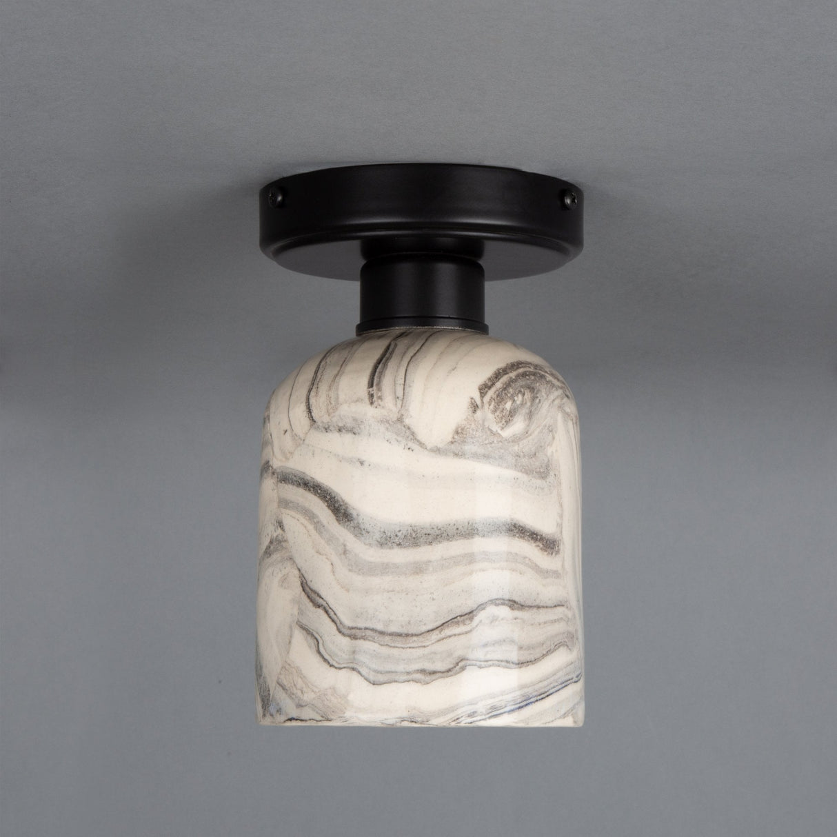 Elegant Osier Marbled Ceramic Ceiling Light in Antique Brass Finish