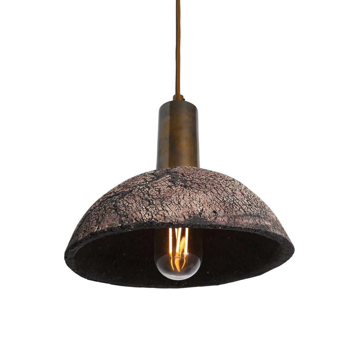 Rustic Kauri Black Clay Pendant with Antique Brass Finish