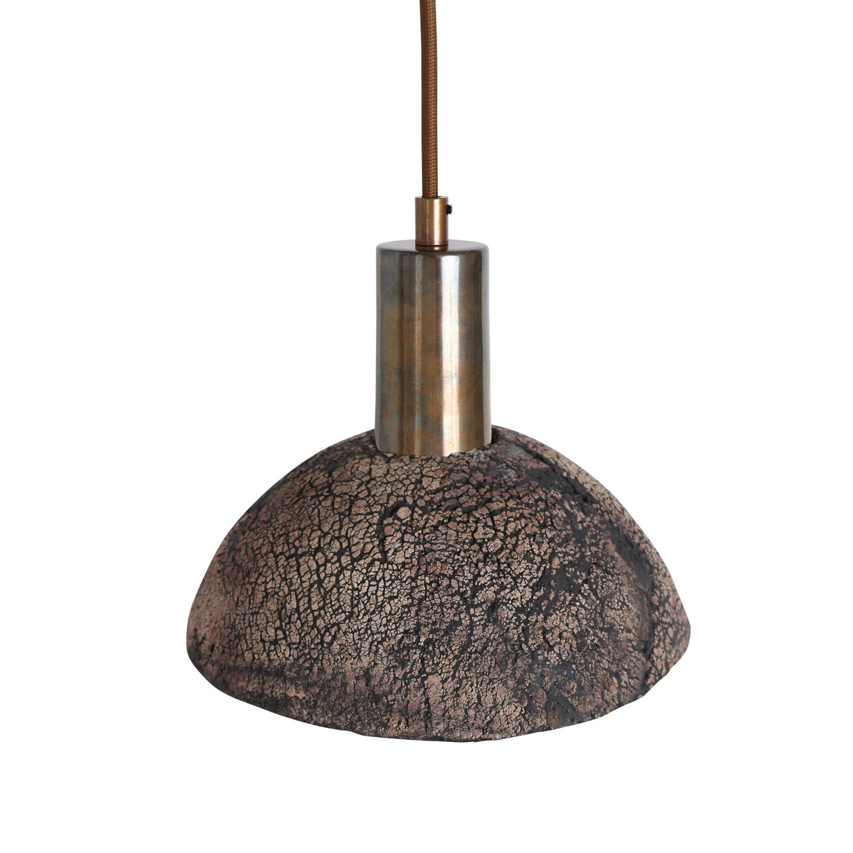 Rustic Kauri Black Clay Pendant with Antique Brass Finish