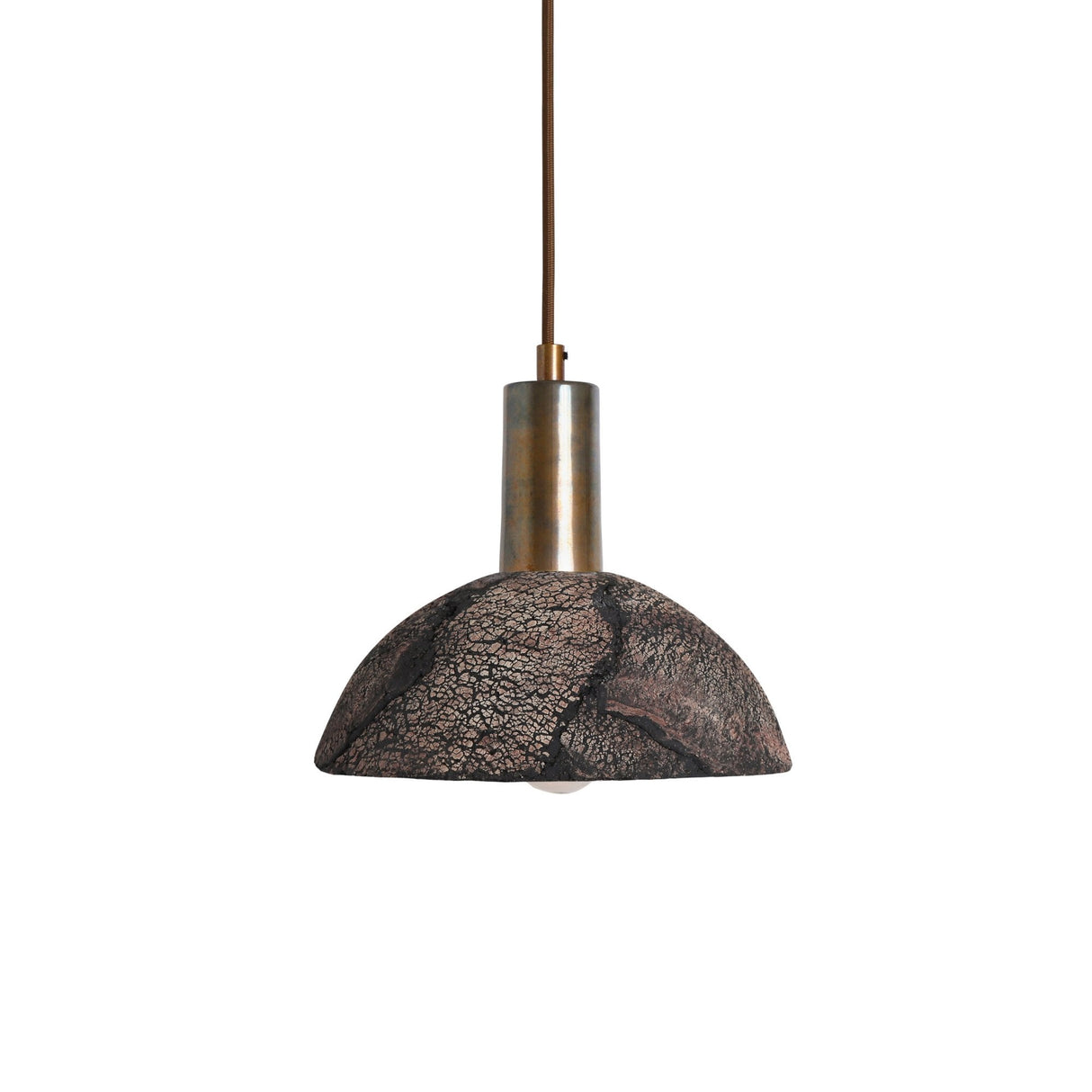 Rustic Kauri Black Clay Pendant with Antique Brass Finish