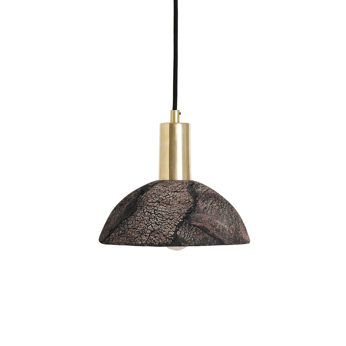 Rustic Kauri Black Clay Pendant with Antique Brass Finish