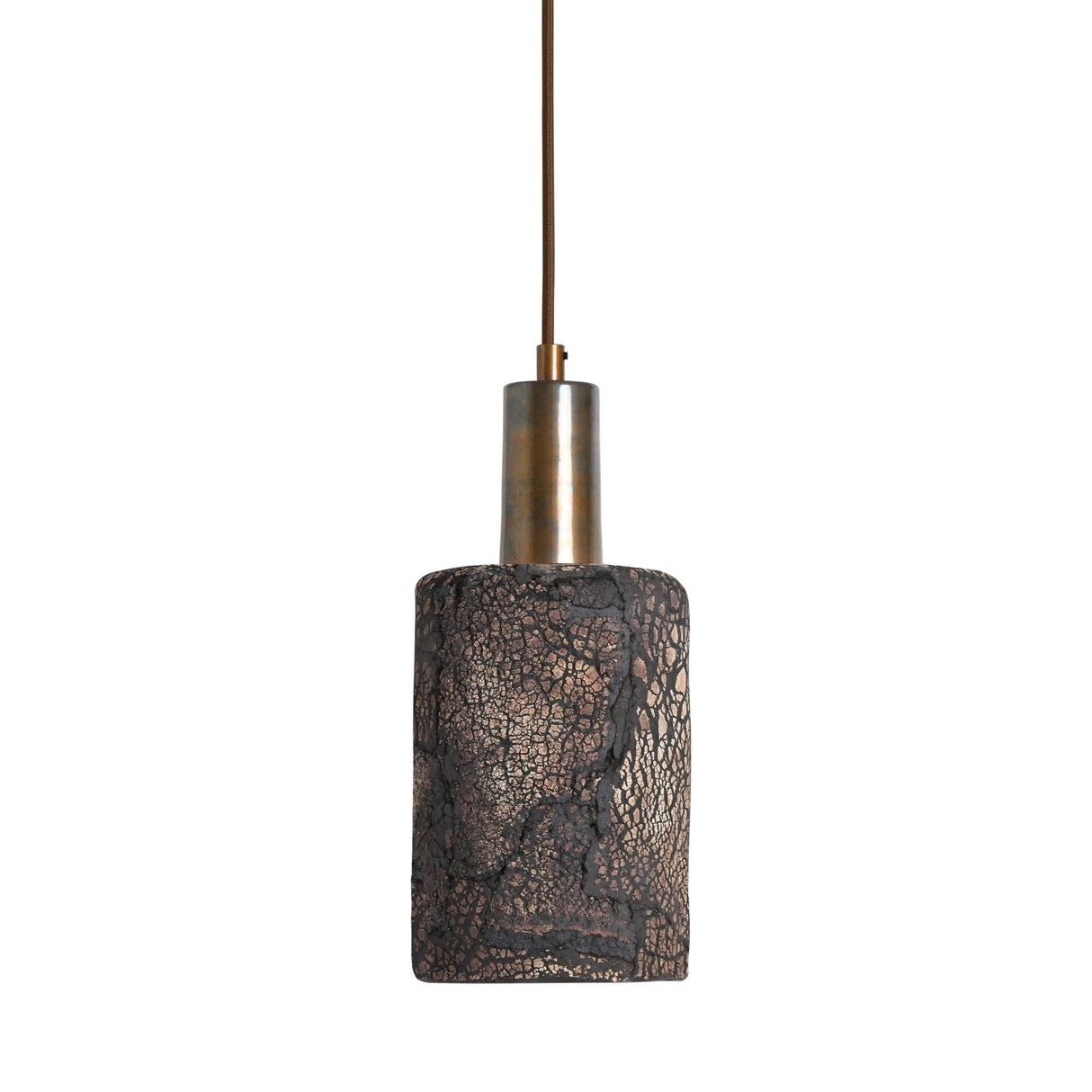 Senna Black Clay Rustic Pendant with Antique Brass Accents