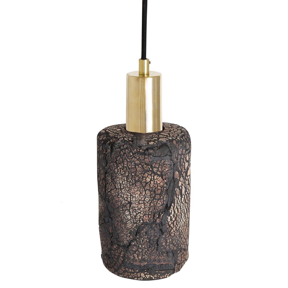 Senna Black Clay Rustic Pendant with Antique Brass Accents