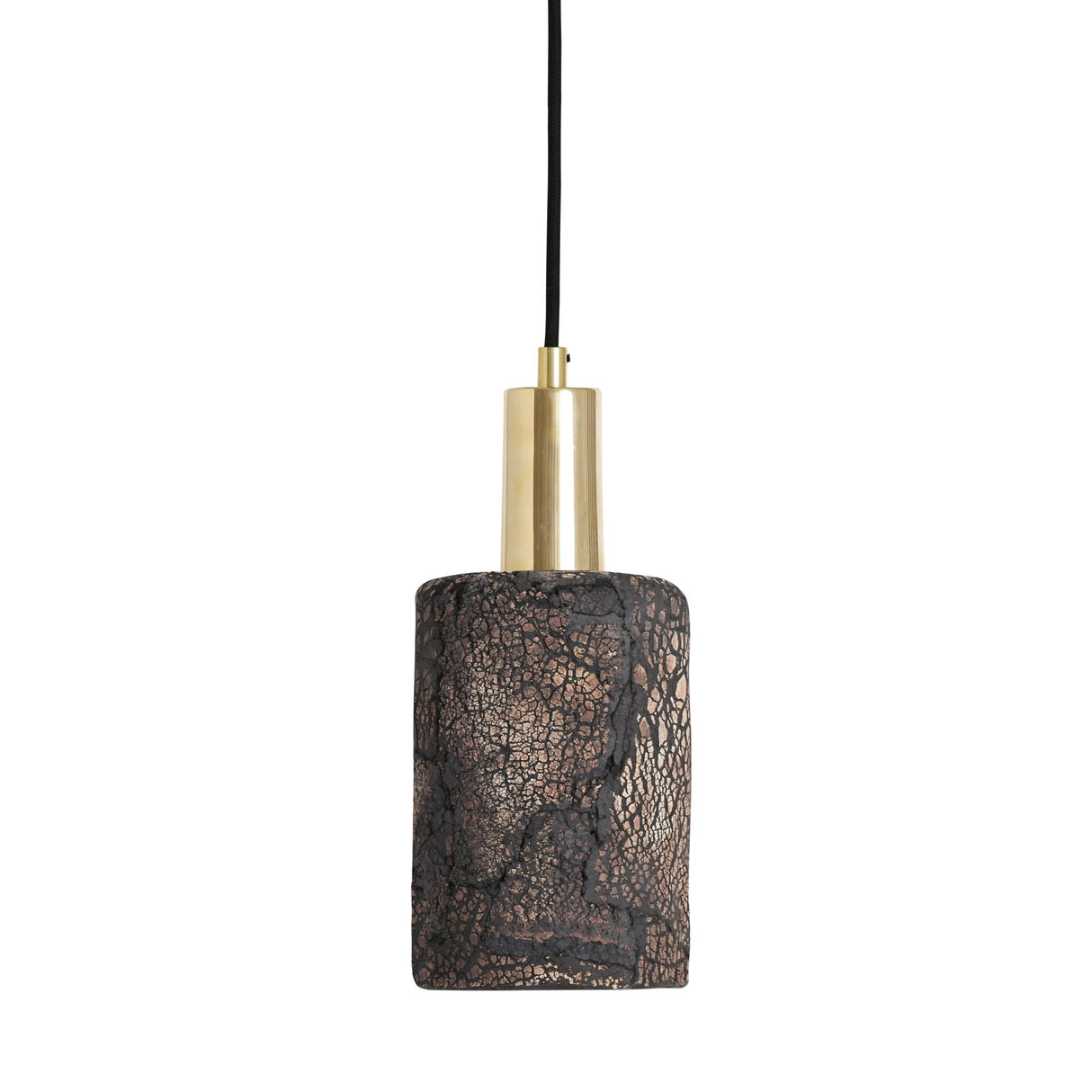Senna Black Clay Rustic Pendant with Antique Brass Accents