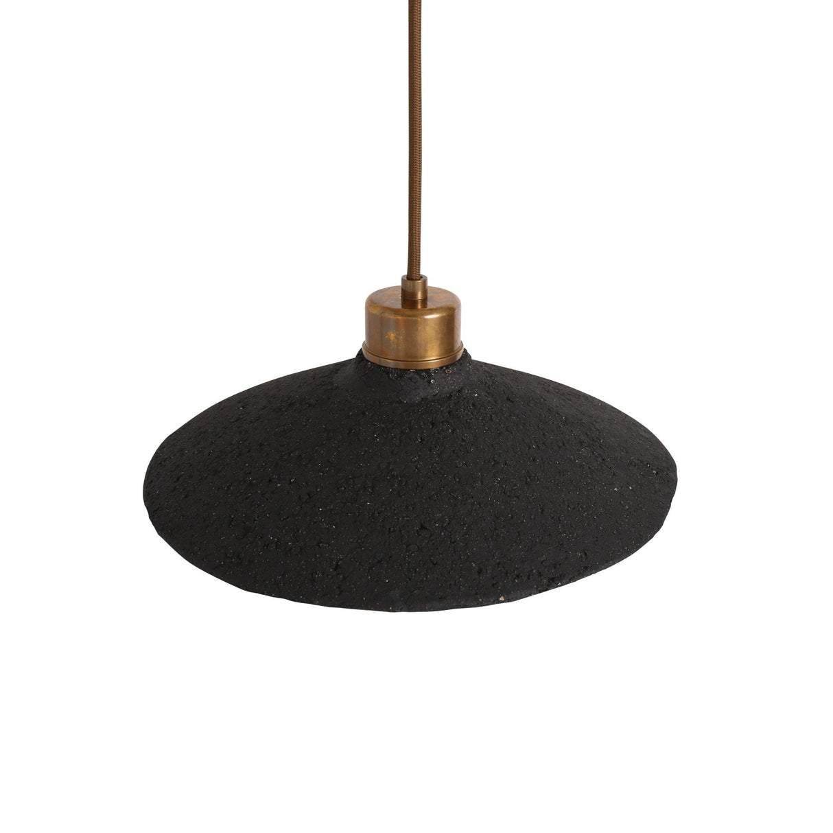 Pyrus Black Clay Pendant with Antique Brass Accents