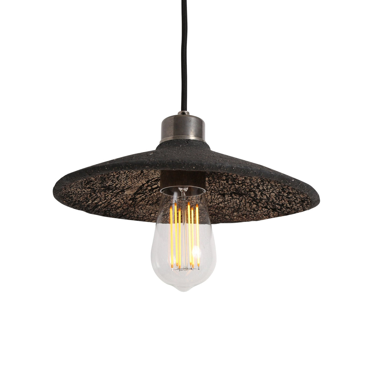 Pyrus Black Clay Pendant with Antique Brass Accents