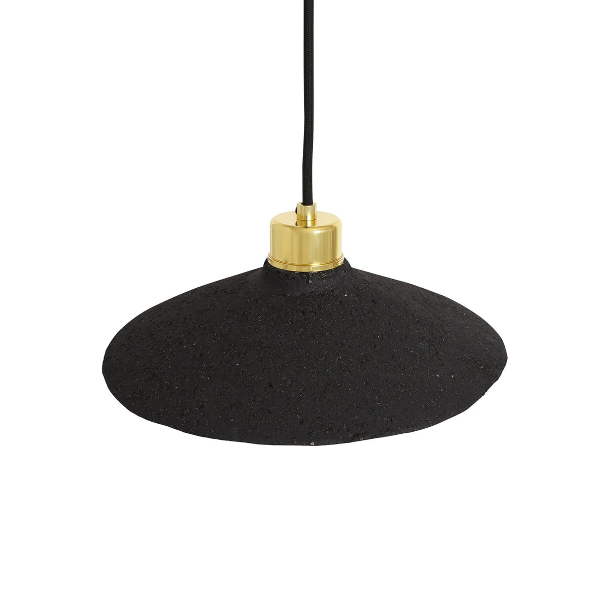 Pyrus Black Clay Pendant with Antique Brass Accents