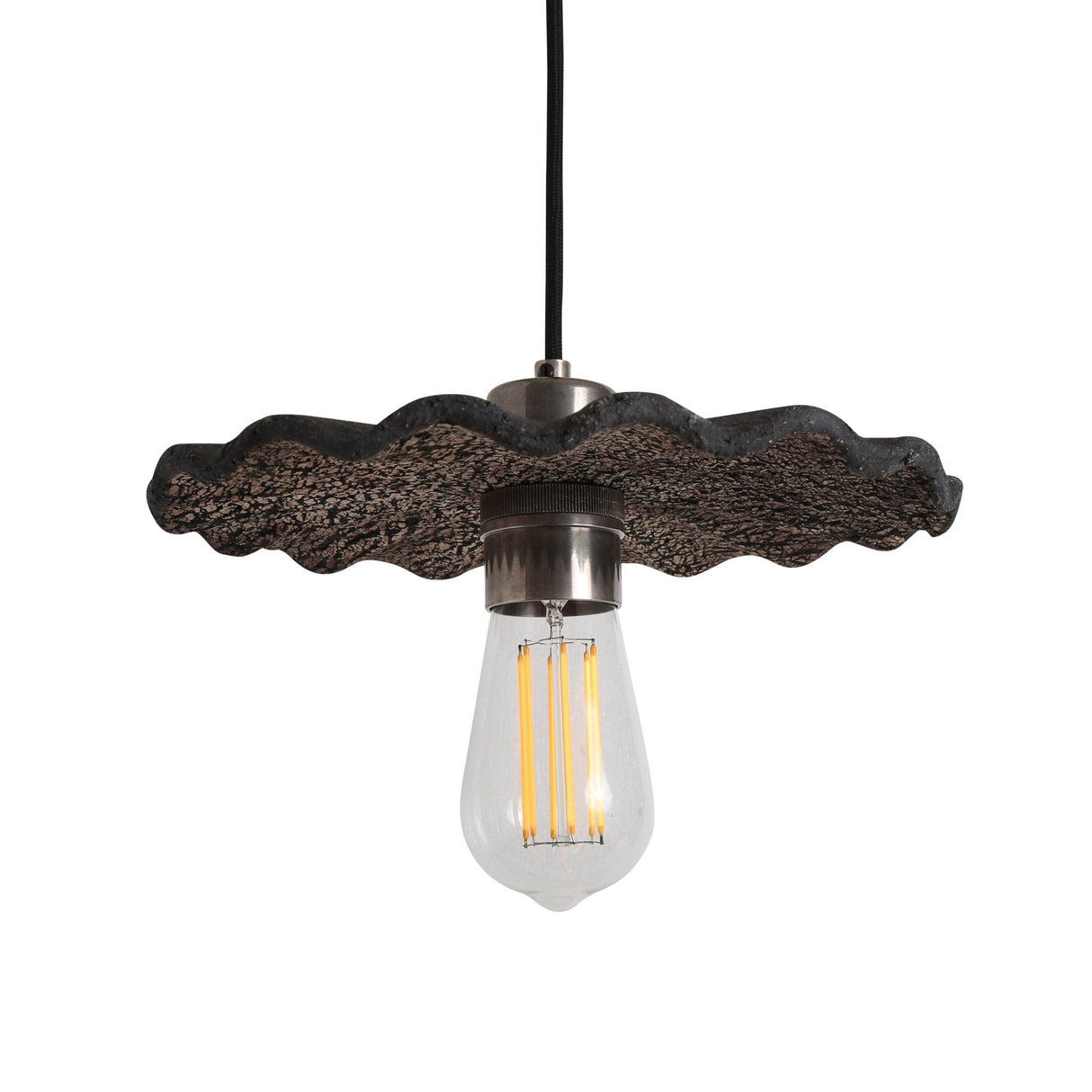 Kapok Pendant Light - Black Clay with Antique Brass Finish