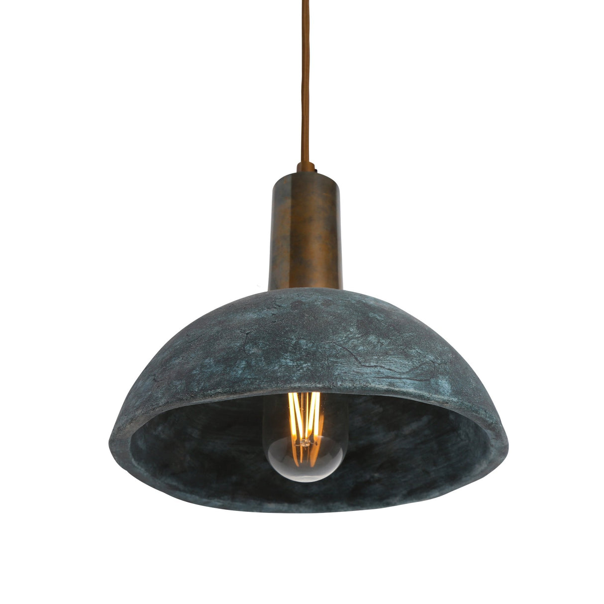 Kauri Pendant Light - Teal Seas, Antique Brass