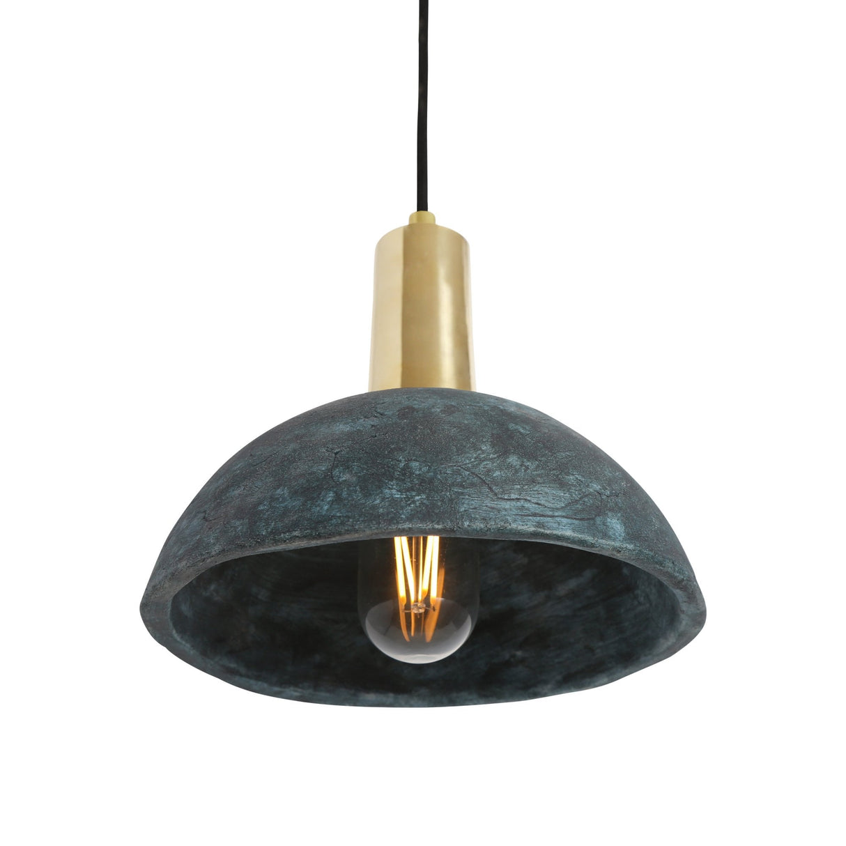 Kauri Pendant Light - Teal Seas, Antique Brass