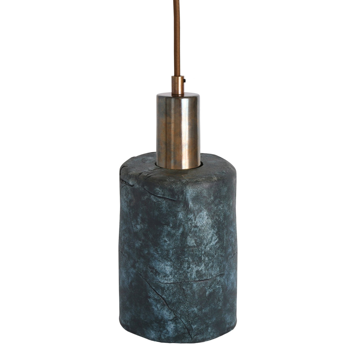 Senna Pendant - Rustic Blue Earth in Antique Brass