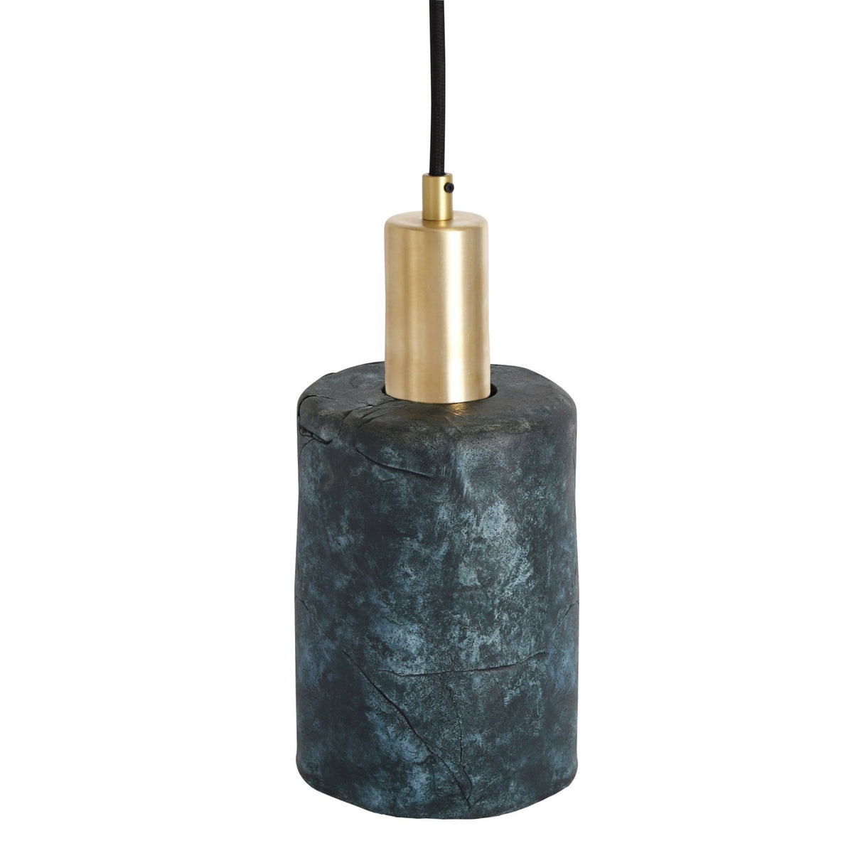 Senna Pendant - Rustic Blue Earth in Antique Brass