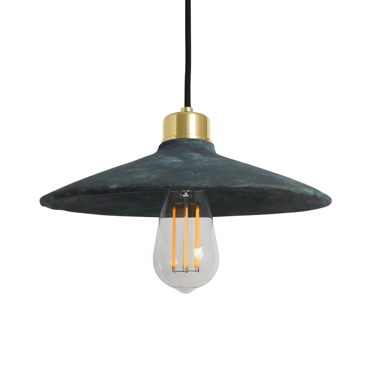 Pyrus Blue Earth Pendant Light in Antique Brass Finish