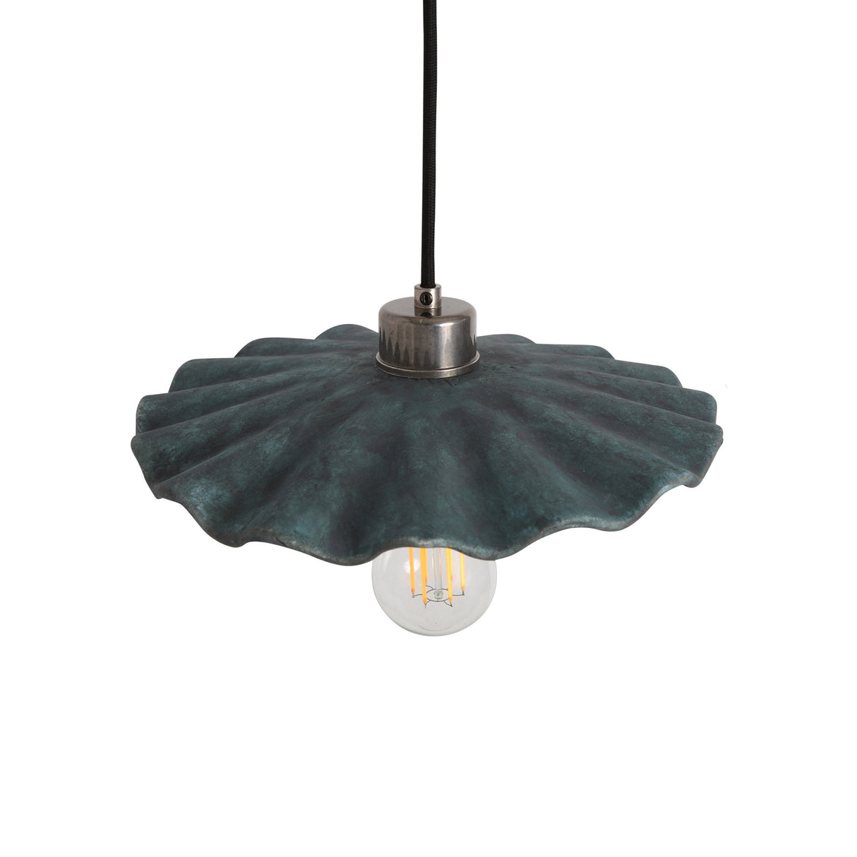 Kapok Pendant Light - Blue Earth Finish with Antique Brass Details