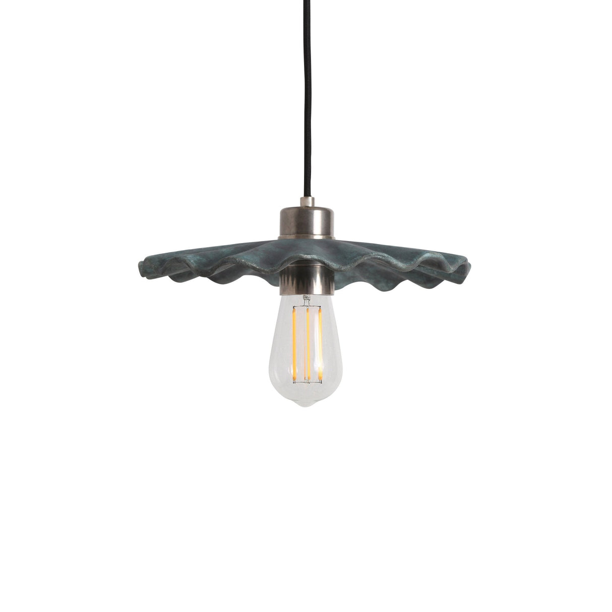Kapok Pendant Light - Blue Earth Finish with Antique Brass Details