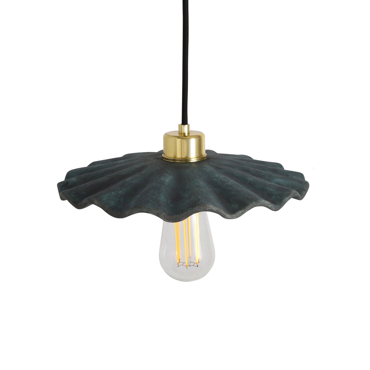Kapok Pendant Light - Blue Earth Finish with Antique Brass Details