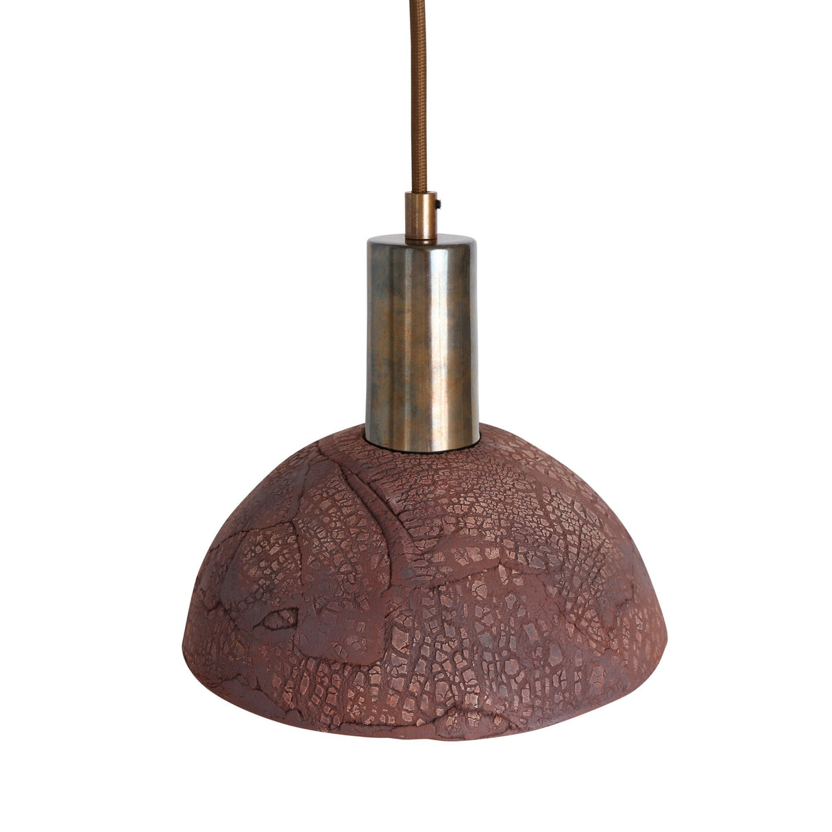Rustic Kauri Pendant with Red Iron and Antique Brass Finish