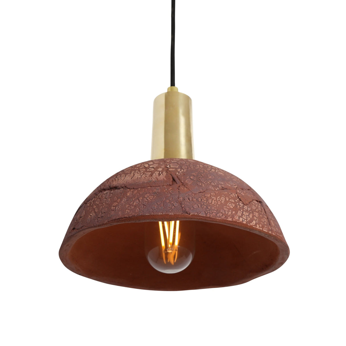 Rustic Kauri Pendant with Red Iron and Antique Brass Finish