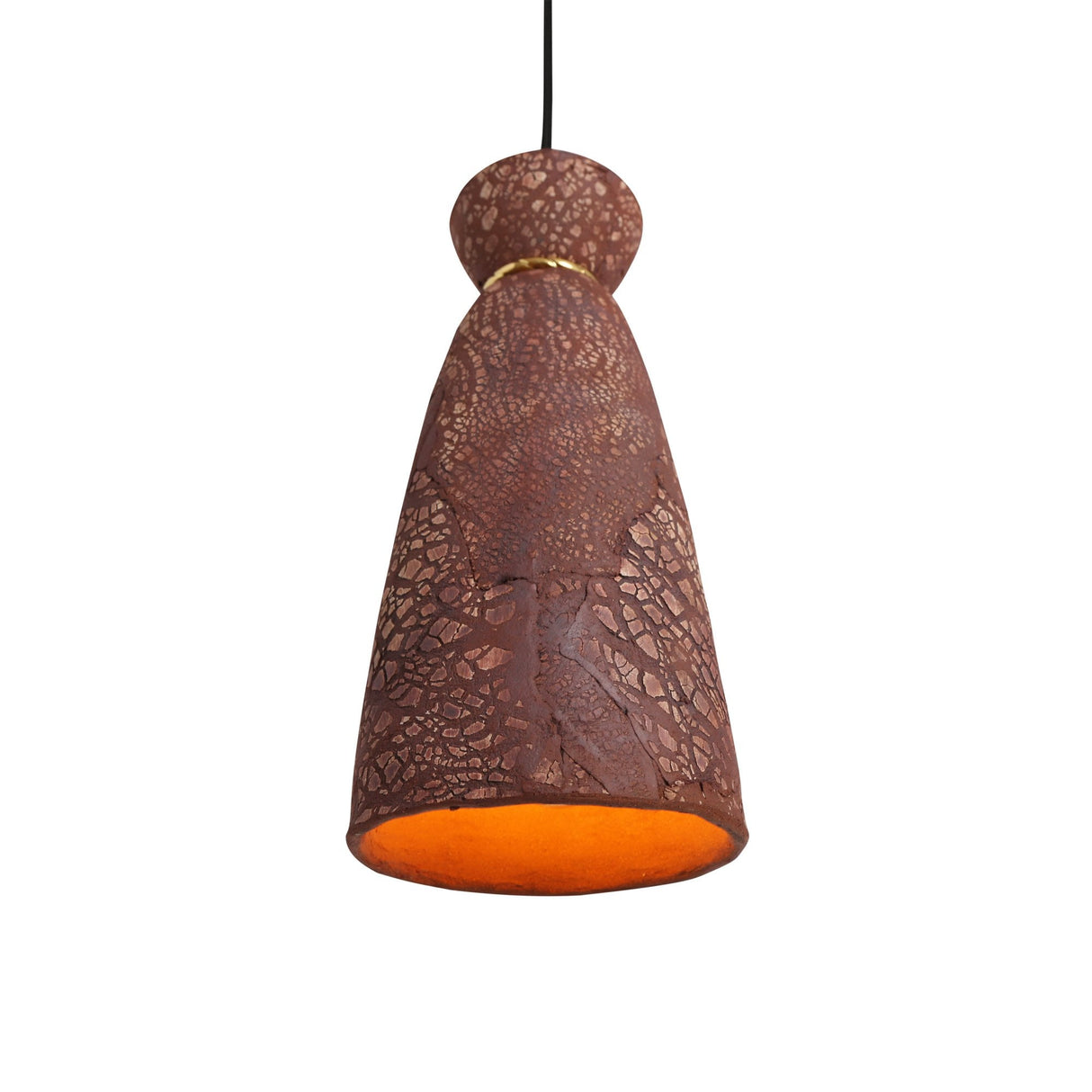 Pando Pendant - Textured Red Iron and Antique Brass