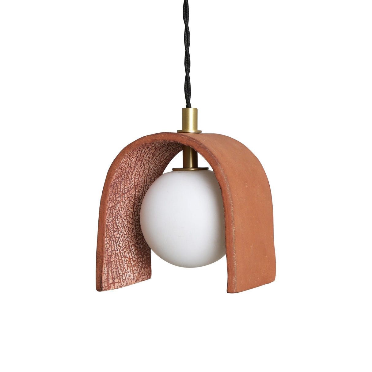 Red Clay Tansy Pendant Light with Antique Brass Accents