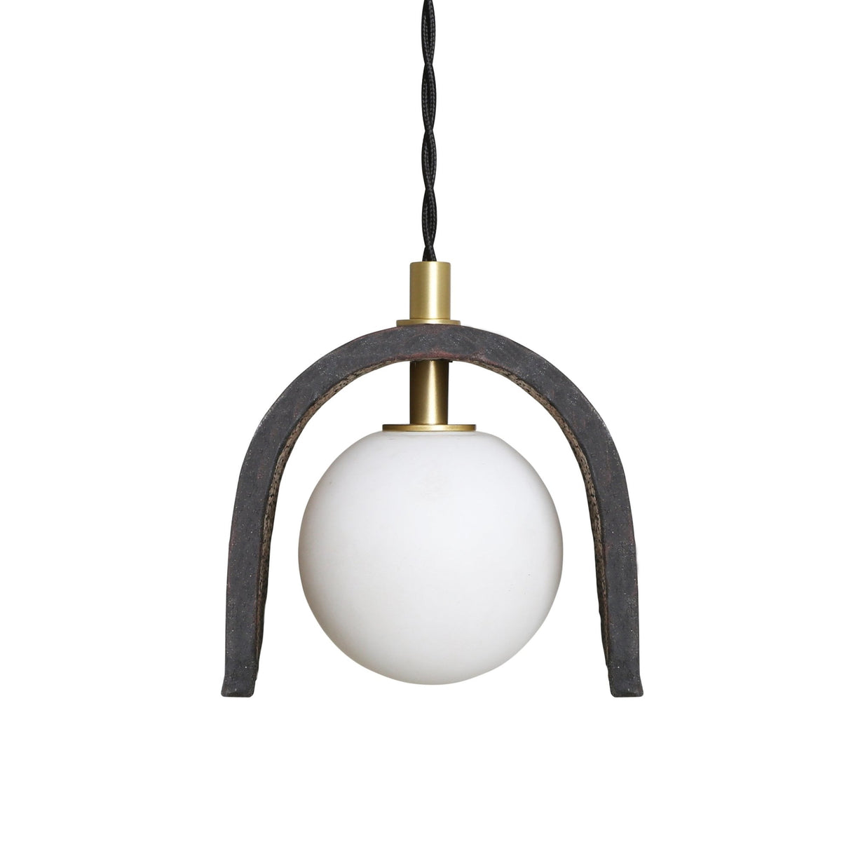 Tansy Pendant Light - Black Clay with Antique Brass Detailing