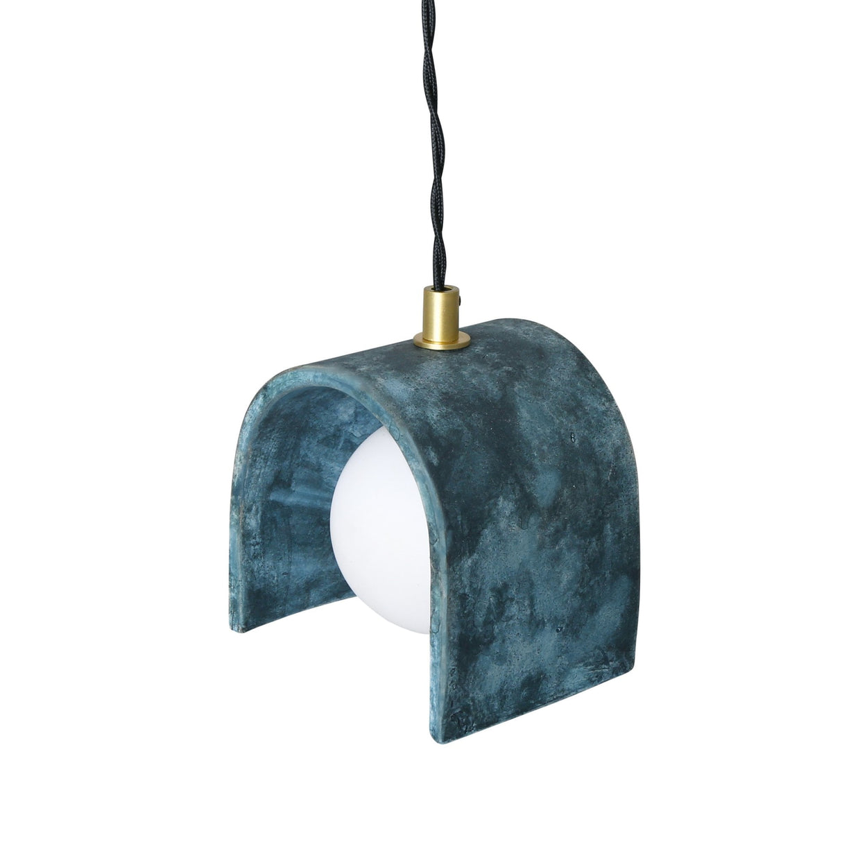 Tansy Pendant Light - Blue Earth Clay with Antique Brass Detailing
