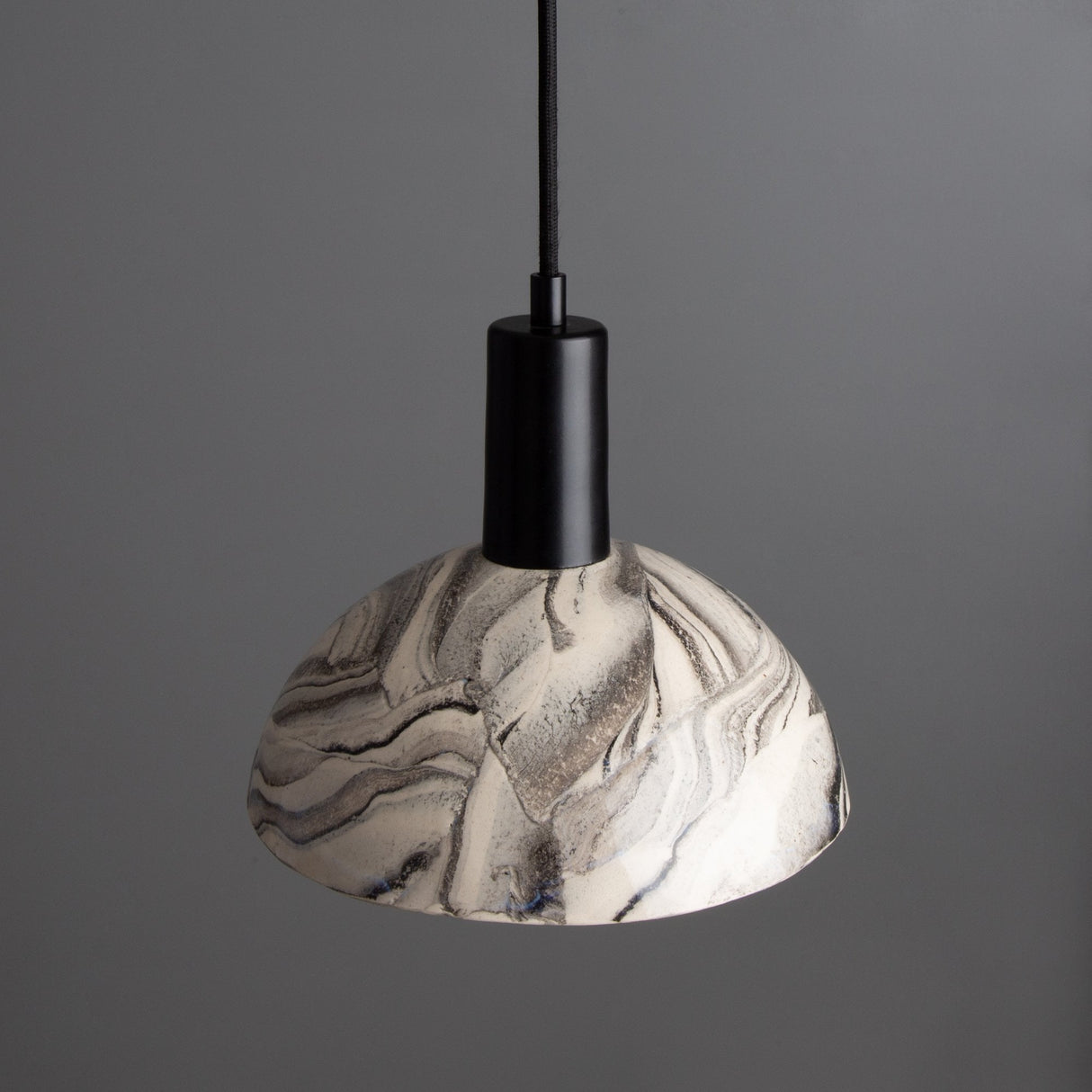 Kauri Marbled Ceramic Pendant Light with Antique Brass Finish