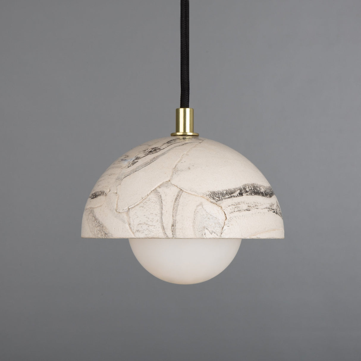 Marbled Ferox Pendant Light - Antique Brass and Ceramic Finish