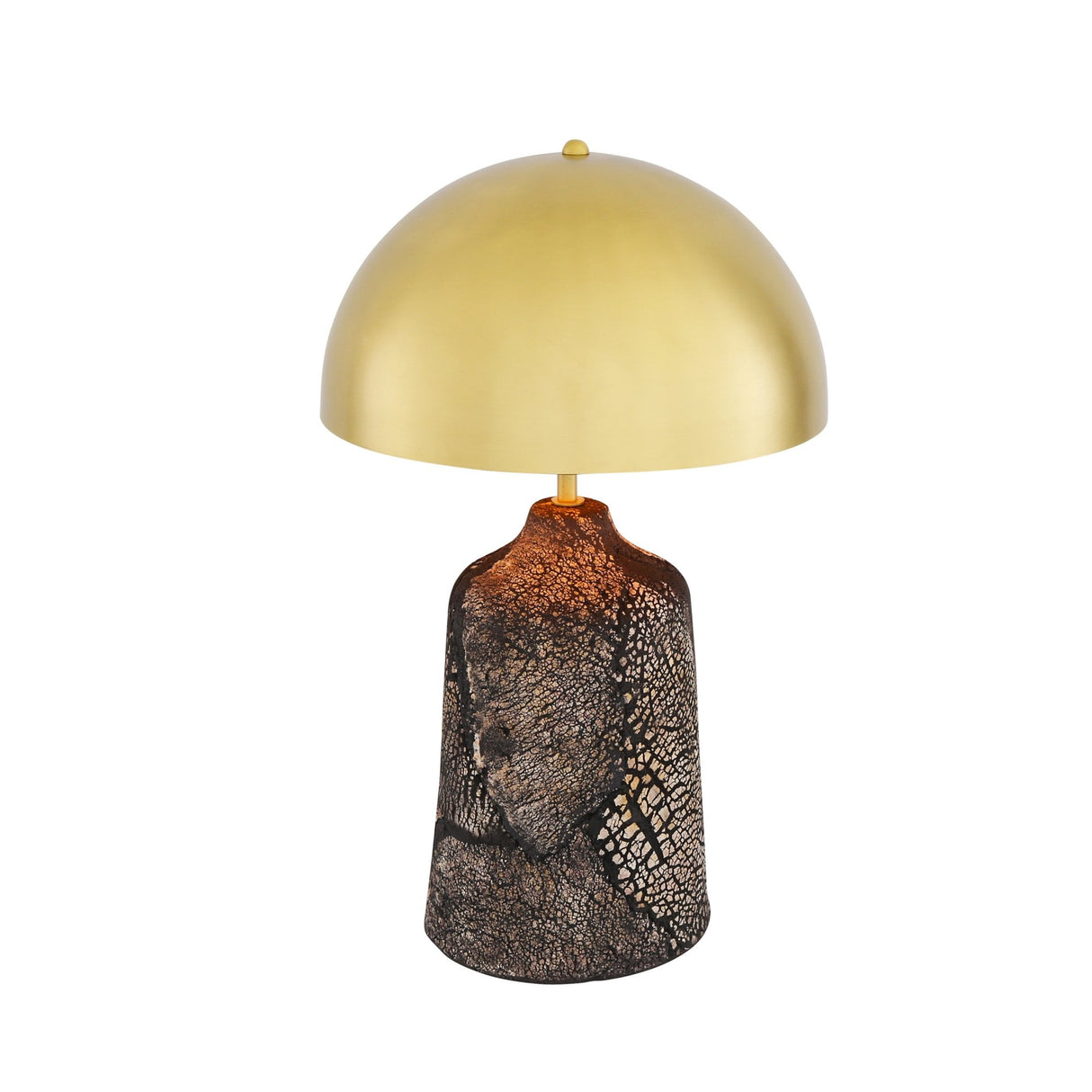 Cassia Table Lamp - Textured Black Clay and Antique Brass Finish