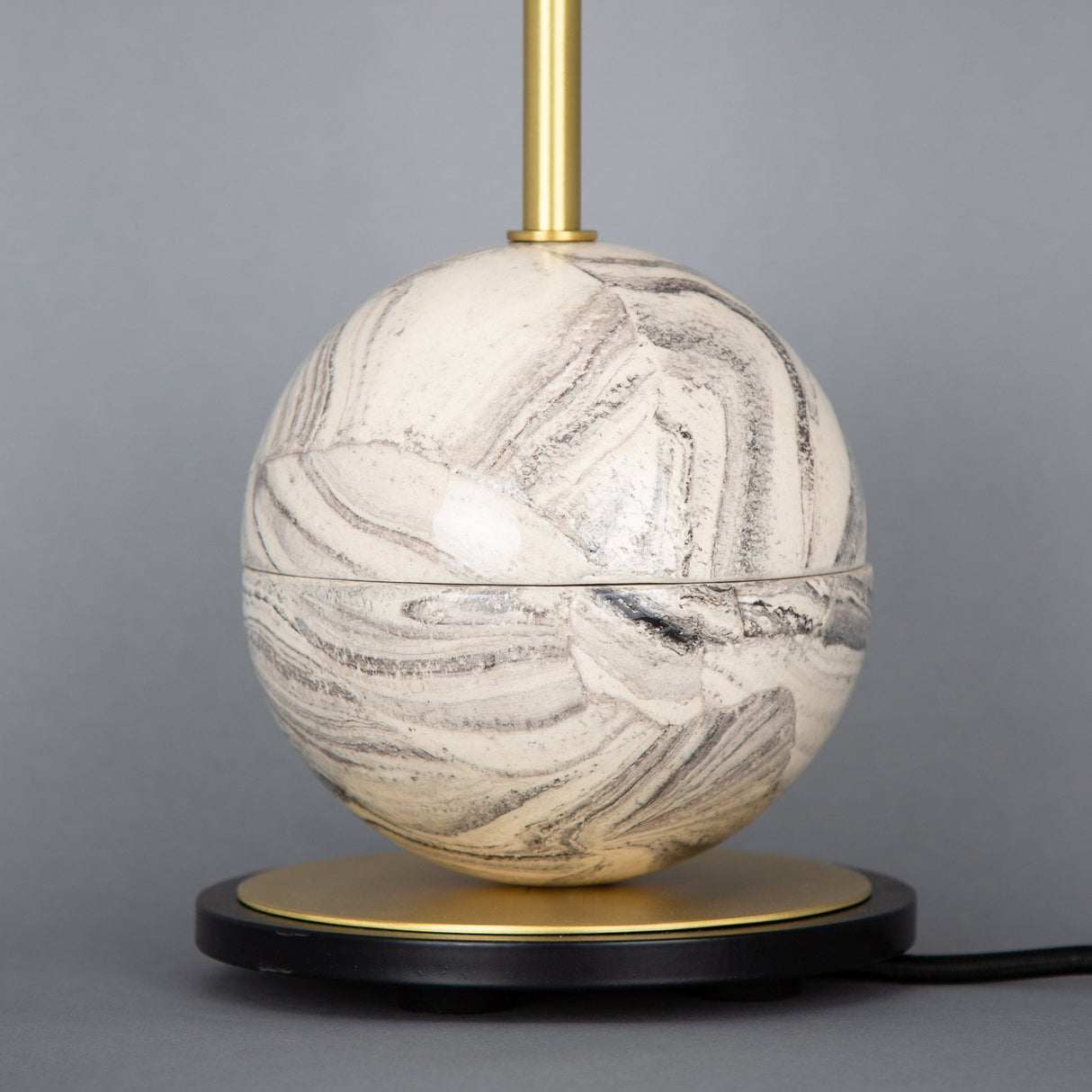 Zapp Marbled Ceramic and Brass Table Lamp with Glass Globe