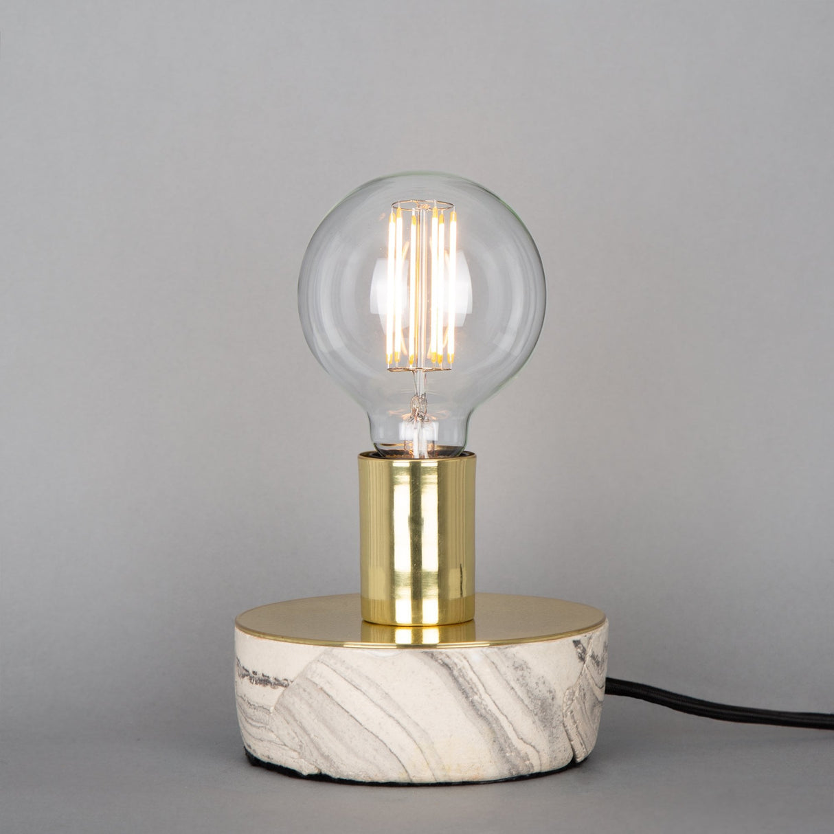 Fontana Marbled Ceramic Table Lamp with Antique Brass Finish