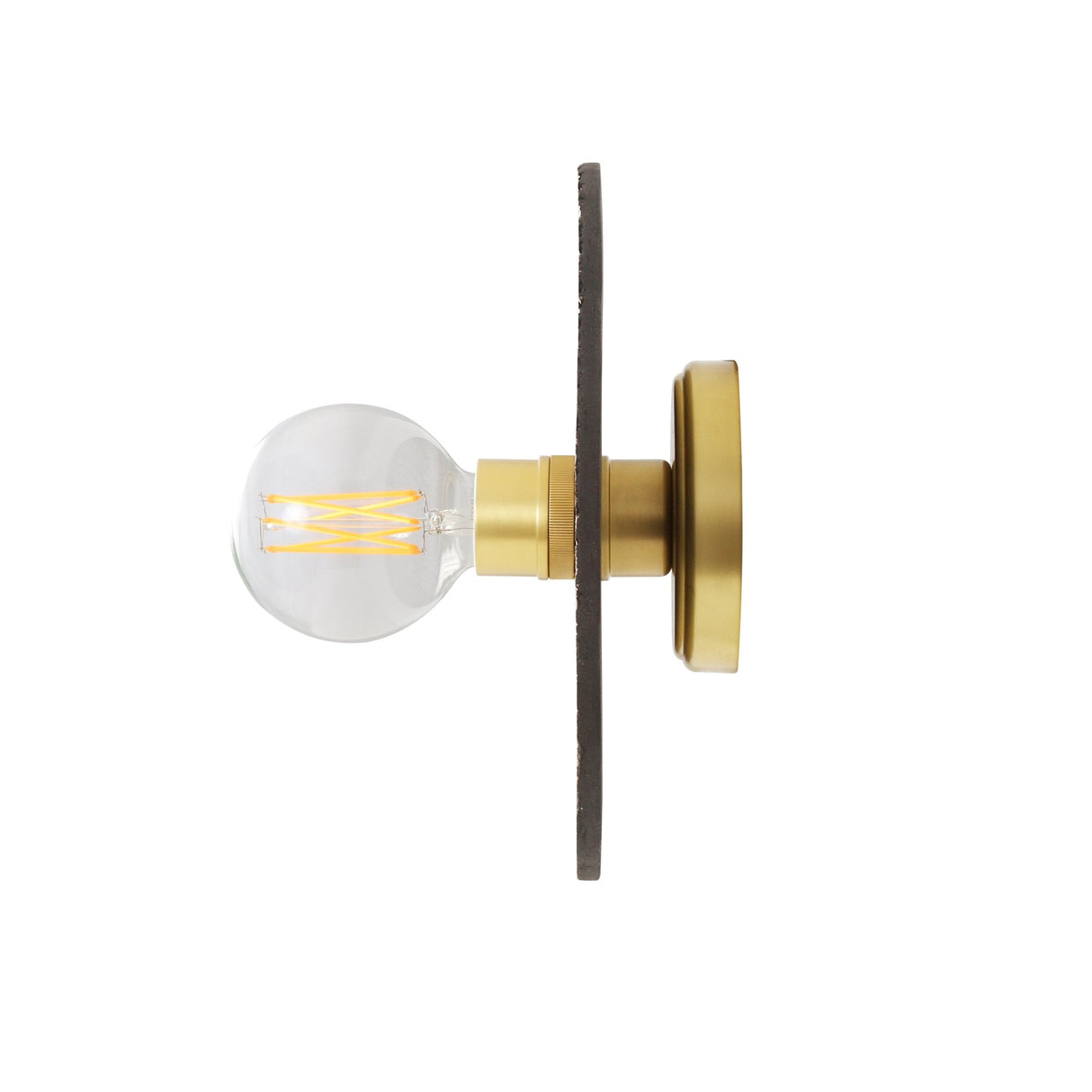 Bog Oak Wall Sconce in Black Clay with Antique Brass Accents