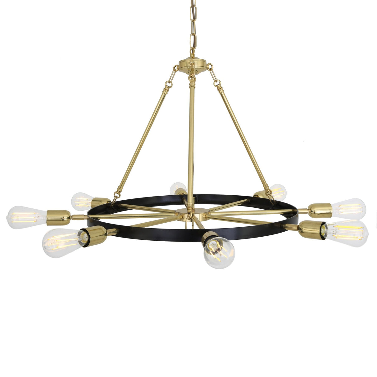 Elegant Duleek Chandelier in Antique Brass with Matte Black Accents