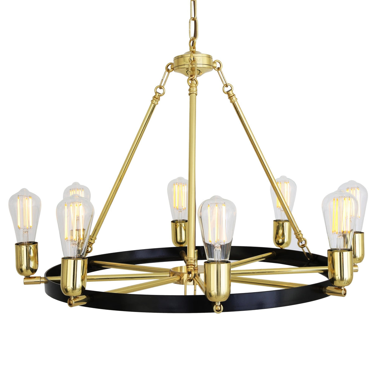 Elegant Duleek Chandelier in Antique Brass with Matte Black Accents