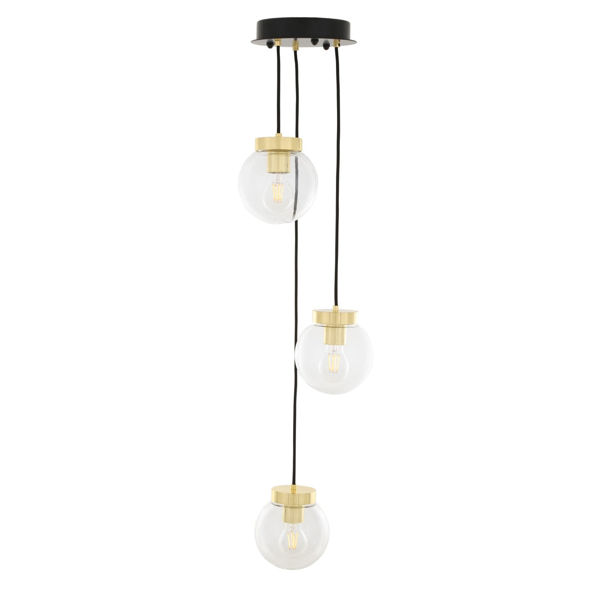 Agusta Artisan Trio Pendant, Antique Brass & Clear Glass
